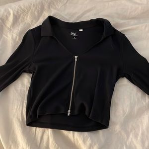 PACSUN CROPPED LONG SLEEVE SHIRT WITH ZIPPER